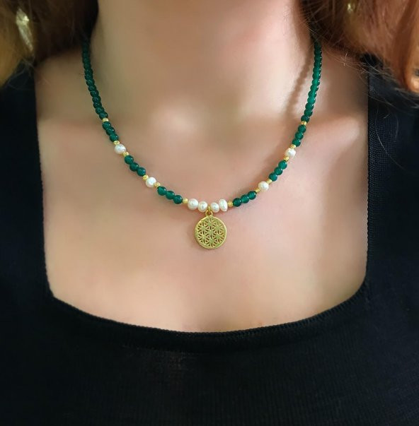 STELA YAŞAM ÇİÇEĞİ AKİK İNCİ KOLYE