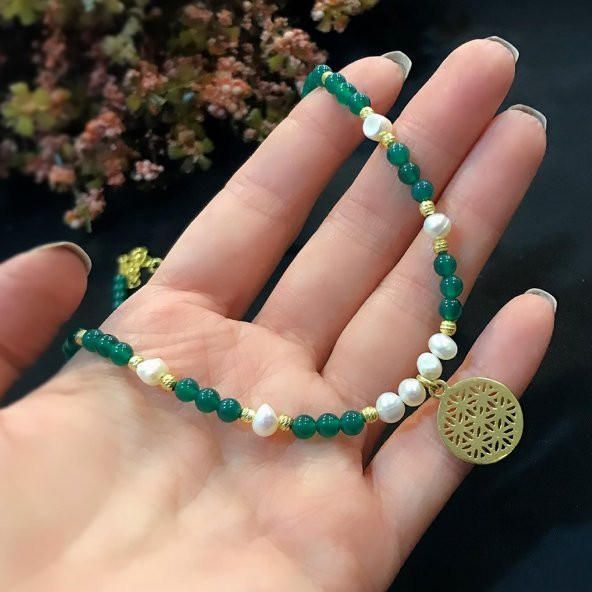 STELA YAŞAM ÇİÇEĞİ AKİK İNCİ KOLYE - 4