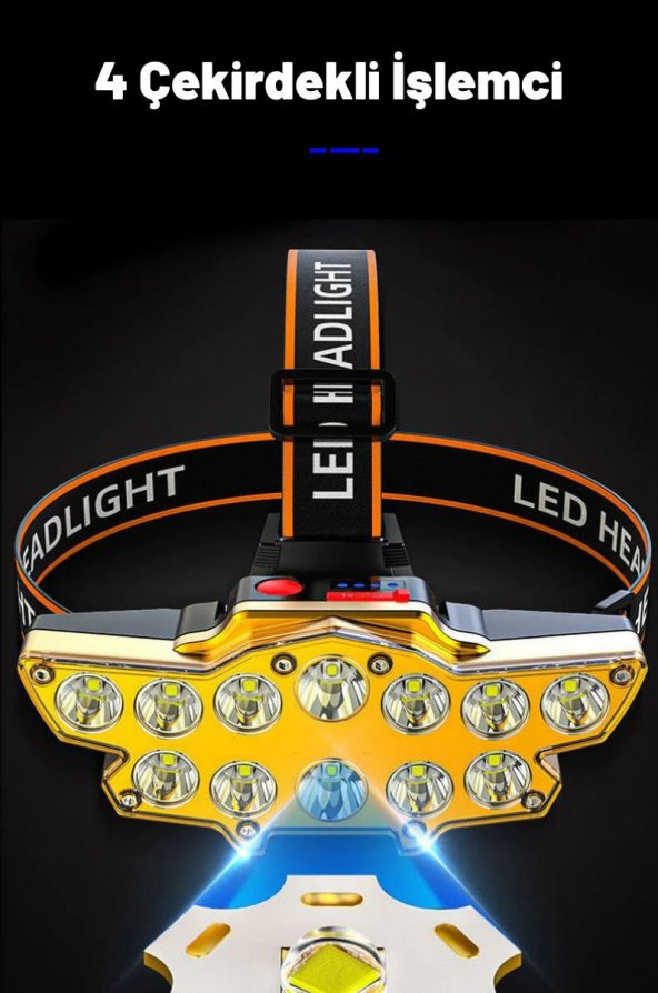 DailyTech 12 LED Şarj Edilebilir Su Geçirmez Kamp Kafa Feneri Lambası - 4