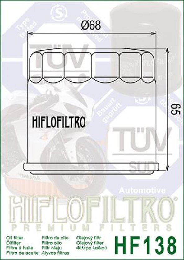 Hiflo Hf138 2019-2021 Aprilia RSV4 1100 Yağ Filtresi - 2