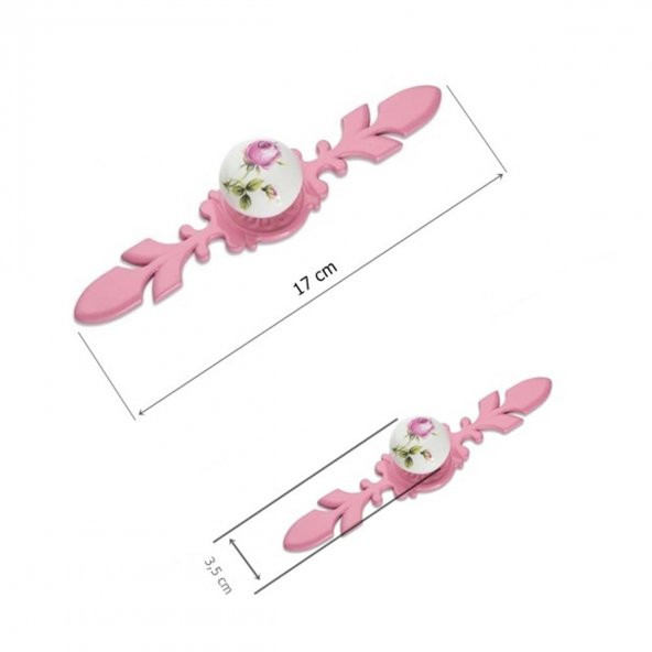 Tomurcuk Porselen Pembe Tablalı Tek Vidalı Düğme Kulp Pembe Gül - 2