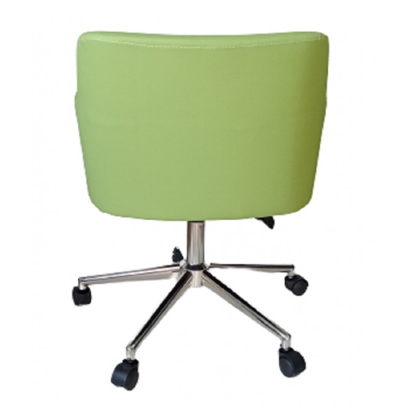Büro Koltuğu Çalışma Sandalyesi Krom Yıldız Ayaklı Döküm Süngerli Yeşil Suni Deri - Resim 3