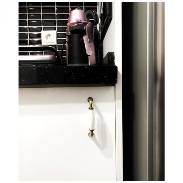 Porselen Mobilya Dolap Kulp 96 mm Antik Sarı - 3