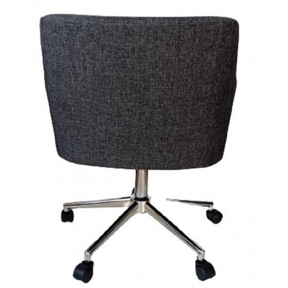 Çalışma Sandalyesi Krom Yıldız Ayaklı Döküm Süngerli Antrasit Keten Kumaş - 4