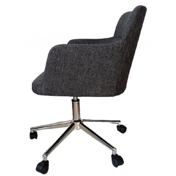 Çalışma Sandalyesi Krom Yıldız Ayaklı Döküm Süngerli Antrasit Keten Kumaş - 5