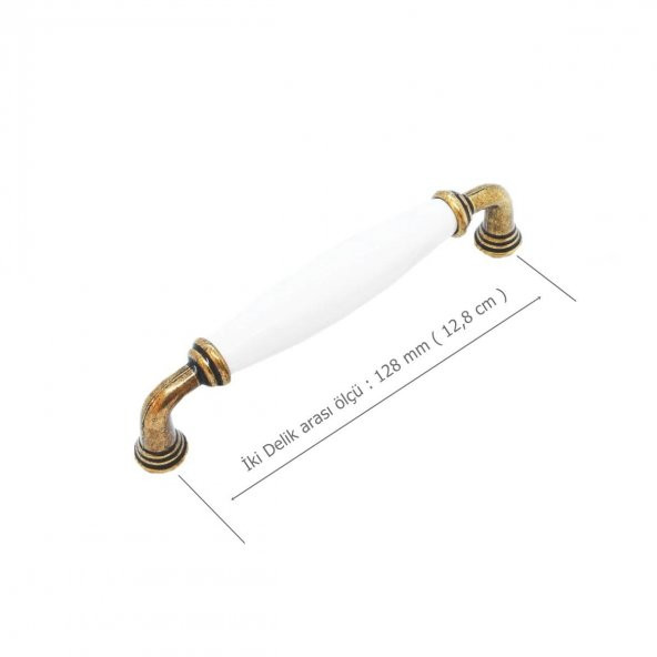 Porselen Mobilya Dolap Kulp 128 mm Antik Sarı - 2