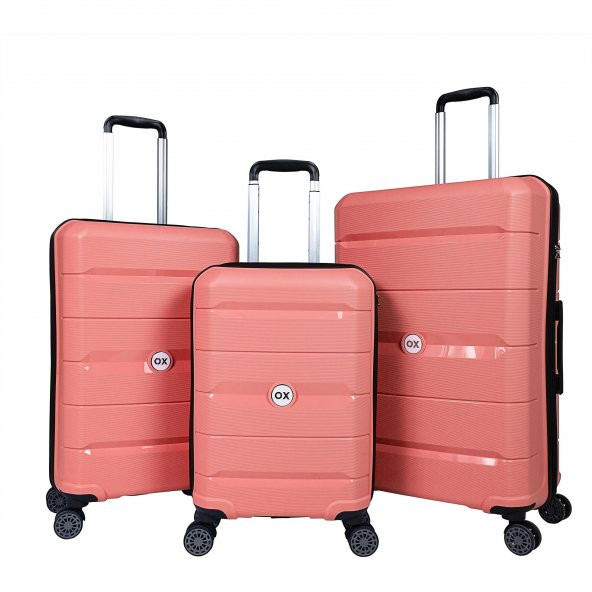 OX POLİPROPİLEN 3 LÜ VALİZ SETİ SOMON RENGİ ürün görseli