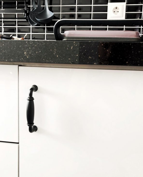 Porselen Mobilya Dolap Kulp 128 mm Mat Siyah - 3