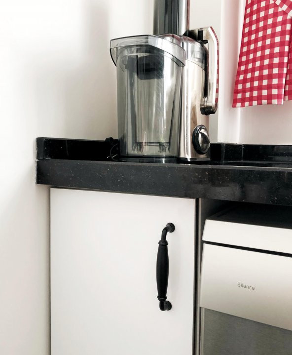 Porselen Mobilya Dolap Kulp 128 mm Mat Siyah - 4