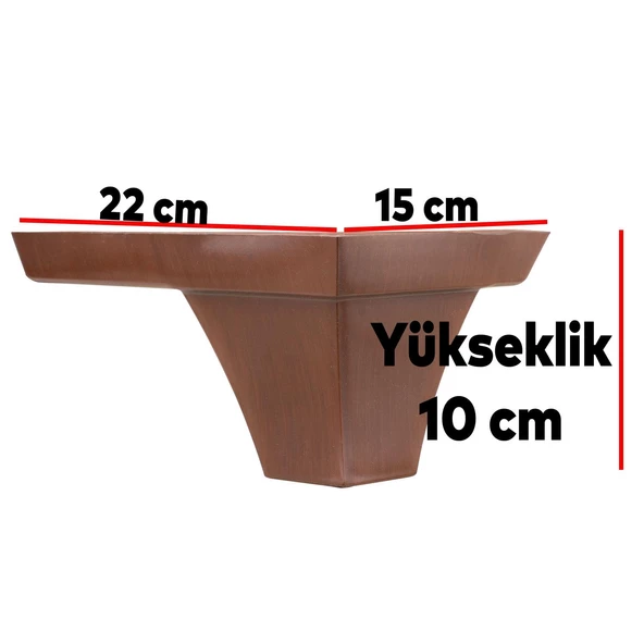 Dolap Venüs Lüks Mobilya Kanepe Sehpa Puf Köşe Koltuk Ayağı 10 Cm Kahverengi Ahşap Desenli Açılı - 6