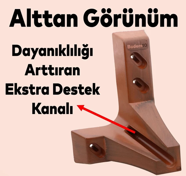 Dolap Venüs Lüks Mobilya Kanepe Sehpa Puf Köşe Koltuk Ayağı 10 Cm Kahverengi Ahşap Desenli Açılı - 3