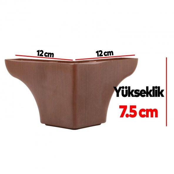 Lüks Mobilya Kanepe Sehpa Puf Koltuk Ayağı 7.5 cm Kahverengi Ahşap Desenli Baza Ayak - 6