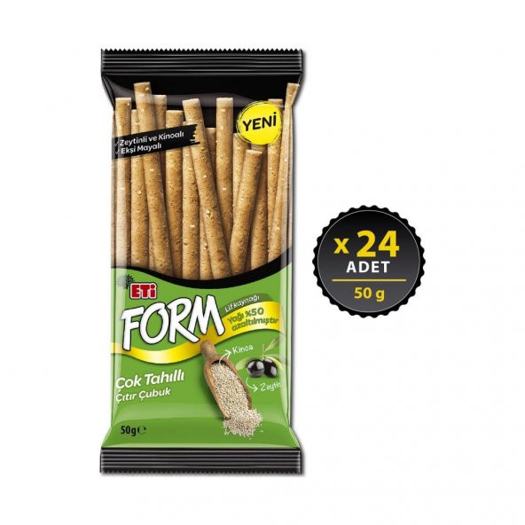 Eti Form Zeytinli Kinoalı Çıtır Çubuk Kraker 50 g x 24 Adet