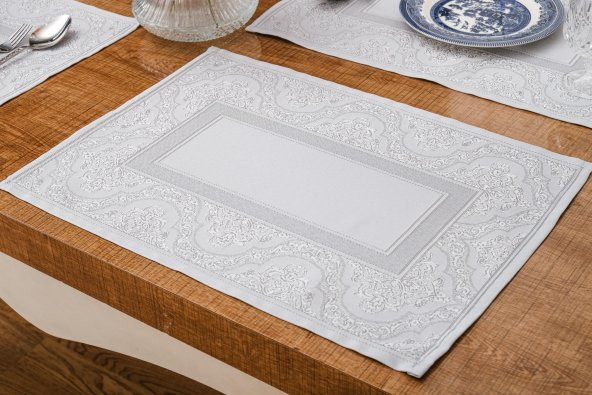 Finezza Roma Jakar Polyester Kumaş Bej Amerikan Servis 34 x 46 cm Gri 4 Ad.-1383 - 4