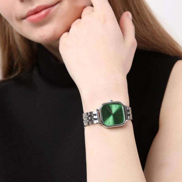 Turgon Yeşil Kadran Gümüş Kordon Kadın Kol Saati