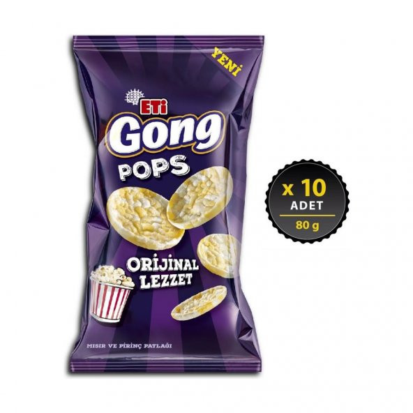 Eti Gong Pops Sade 80 g x 10 Adet