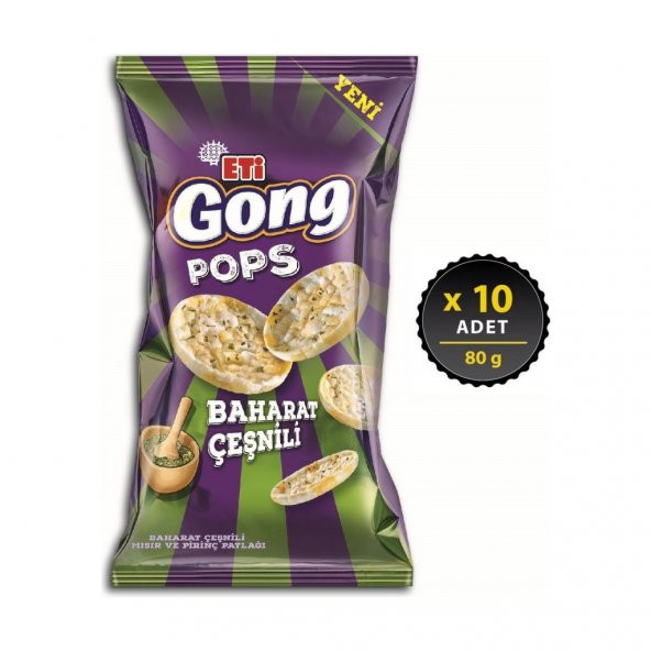 Eti Gong Pops Baharatlı 80 g x 10 Adet