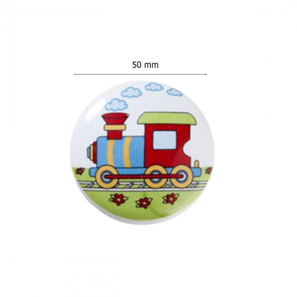 Porselen Düğme Tren Çocuk Odası Mobilya Dolap Kulp - 2