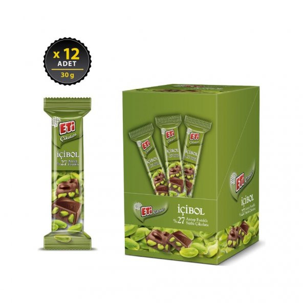 Eti Çikolata 27 İçibol Antep Fıstıklı 30 g x 12 Adet - 2