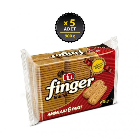 Eti Finger Bisküvi 6lı 900 g x 5 Adet