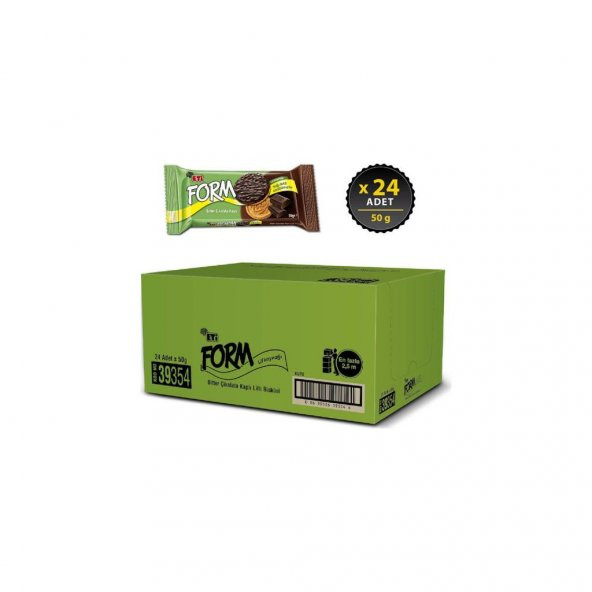 Eti Form Bitter Çikolata Kaplı Lifli Bisküvi 50 g x 24 Adet - 2