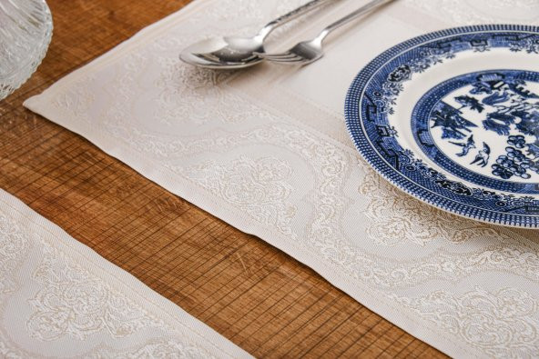 Finezza Roma Jakar Polyester Kumaş Bej Amerikan Servis 33x46 cm Bej 4 Ad.-1384 - 3
