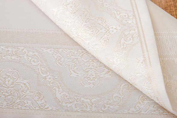 Finezza Roma Jakar Polyester Kumaş Bej Amerikan Servis 33x46 cm Bej 4 Ad.-1384 - 5