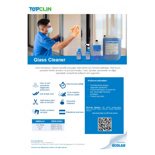 ECOLAB TOPCLIN GLASS CLEANER 5 L (CAM TEMİZLEYİCİ) - 2