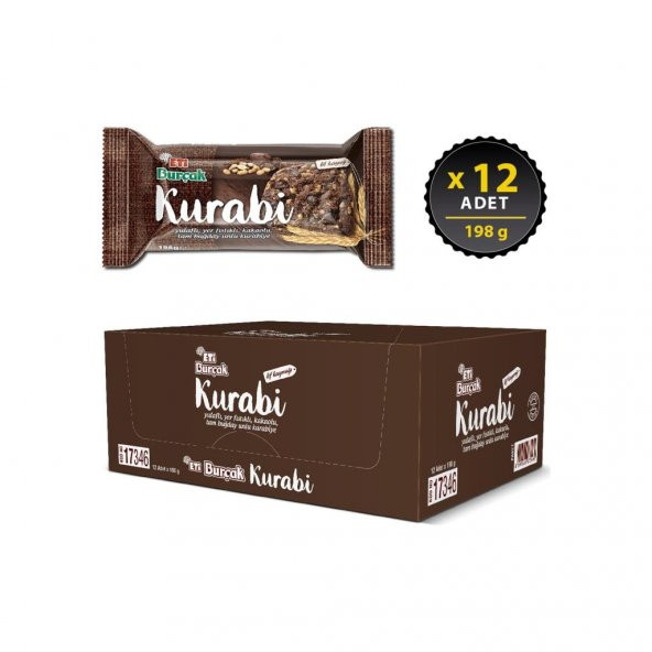 Eti Burçak Kurabi Kakaolu Yer Fıstıklı 198 g x 12 Adet - 2