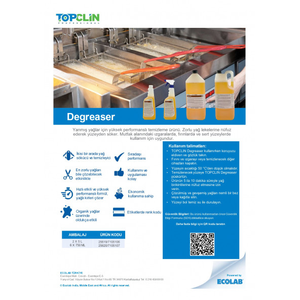 ECOLAB TOPCLIN DEGREASER PLUS YAĞ ÇÖZÜCÜ (FIRIN IZGARA) - 2