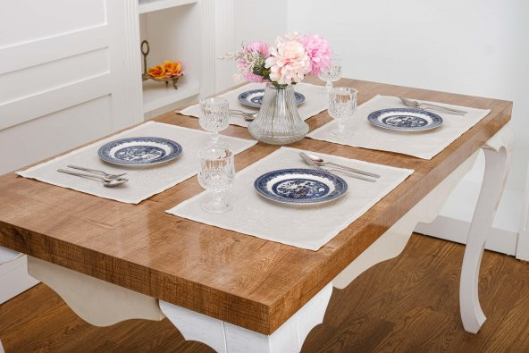 Finezza Ayda Jakar Polyester Kumaş Bej Amerikan Servis 34 x 46 cm Bej 4 Ad.-1388 - 2
