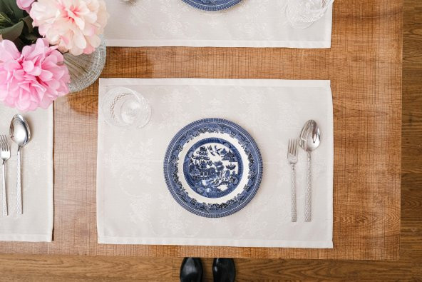 Finezza Ayda Jakar Polyester Kumaş Bej Amerikan Servis 34 x 46 cm Bej 4 Ad.-1388 - 5