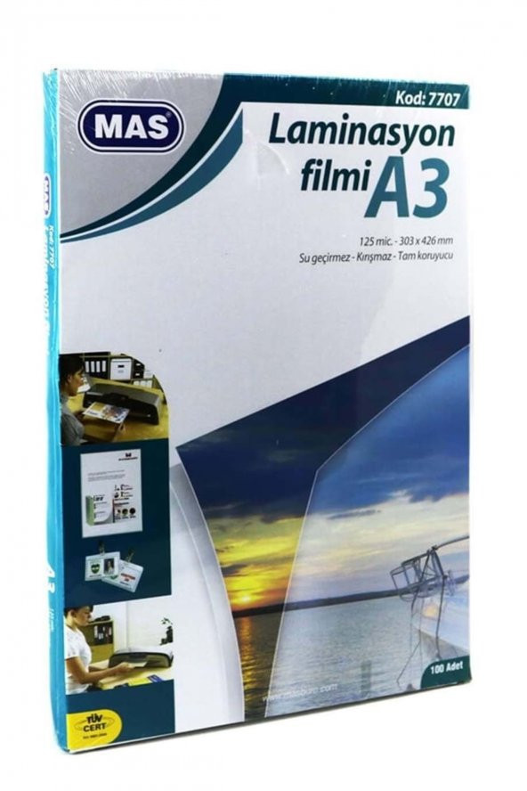 7707 Laminasyon Filmi Parlak A3 125 Mıc 100 Lü Paket 7707