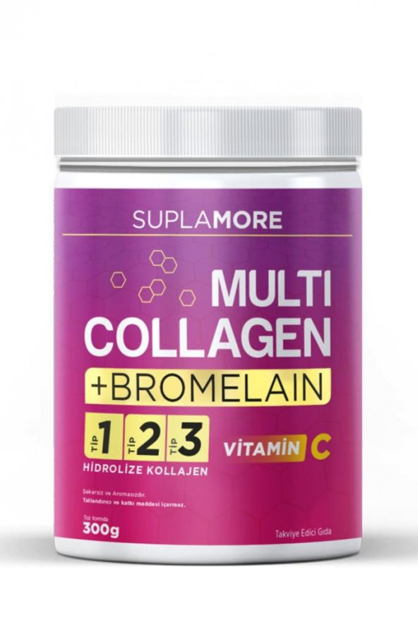 Suplamore Multi Collagen & Bromelain Tip1 Tip2 Tip3 Hidrolize Kolajen Powder 300gr.