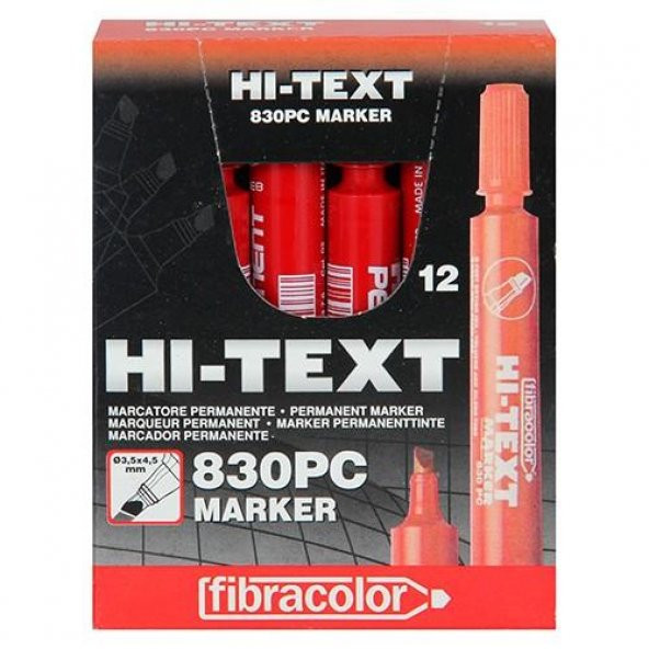 Hi-Text Permanent M. Kesik Uçlu Kırmızı 830Pc 12 Adet