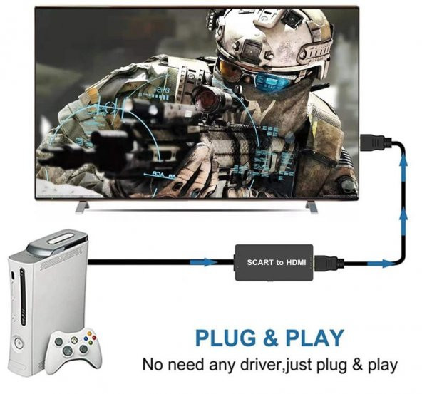 Scart To Hdmi 1080p AV Video Çevirici Dönüştürücü Adaptör - 7