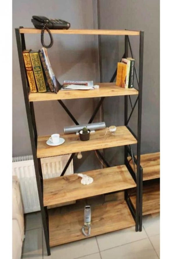 Aliis Life Mobilya Kitaplık 5 Raflı Concept Rafofis Ev Dosya Kitap Rafı Atlantik Çam - 1