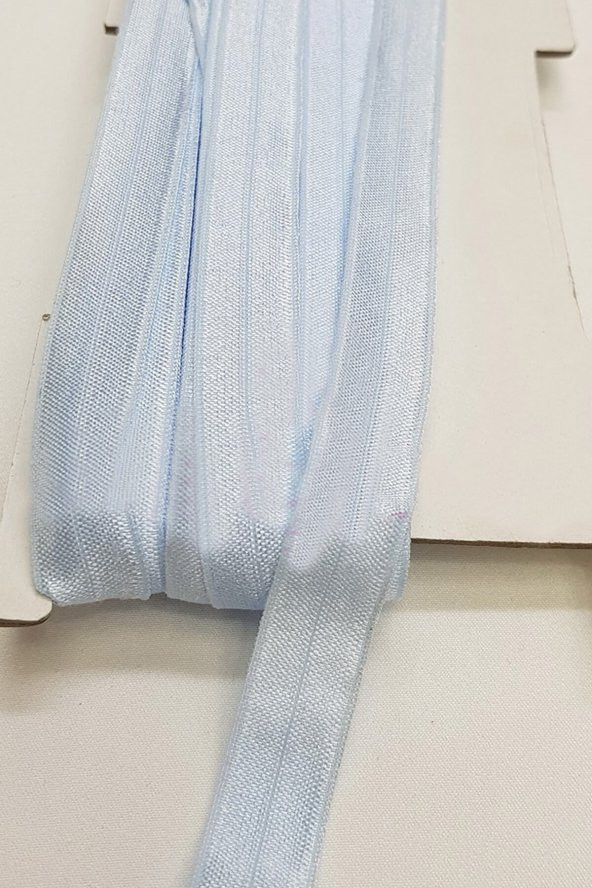 Açık Bebe Mavi Lastikli Saç Bandı 1,5 cm