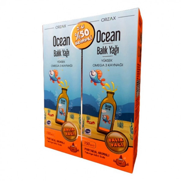 Ocean Balık Yağı Portakal Aromalı Şurup 150 ml İkili Paket
