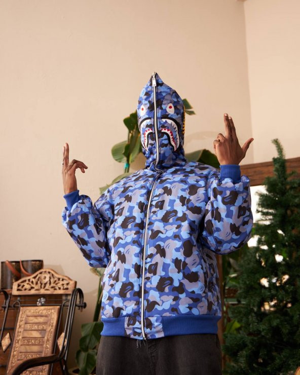 Bape 3 İplik Unisex Oversize Full Zip Fermuarlı Hırka - Resim 4