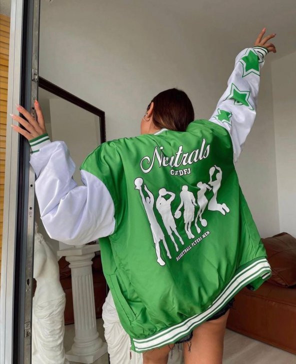 Yeşil Neutrals  Unisex Oversize Bomber Ceket