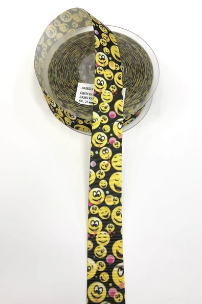 Emoji Baskılı Grogren Kurdele