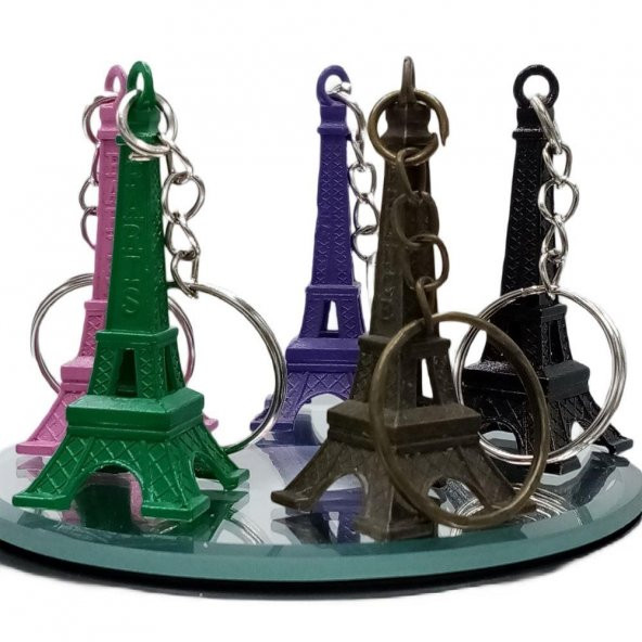 Paris Eyfel Kulesi 3D Metal Anahtarlık Renkli 5 Adet - 4