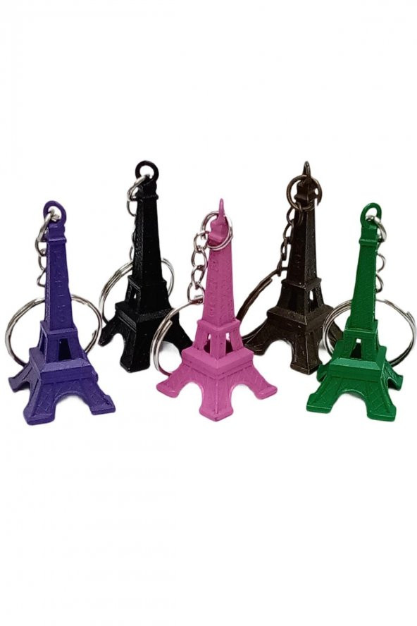 Paris Eyfel Kulesi 3D Metal Anahtarlık Renkli 5 Adet - 5