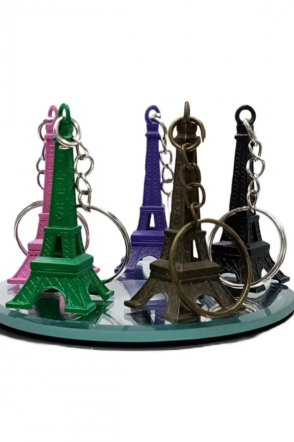Paris Eyfel Kulesi 3D Metal Anahtarlık Renkli 5 Adet - 8