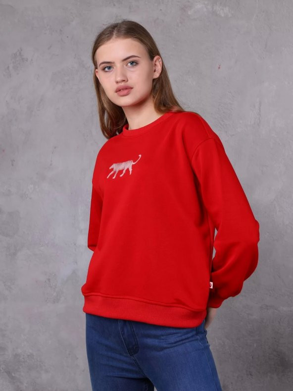 Farm Animals Nakış Detaylı Kadın Sweat Kazak - 3