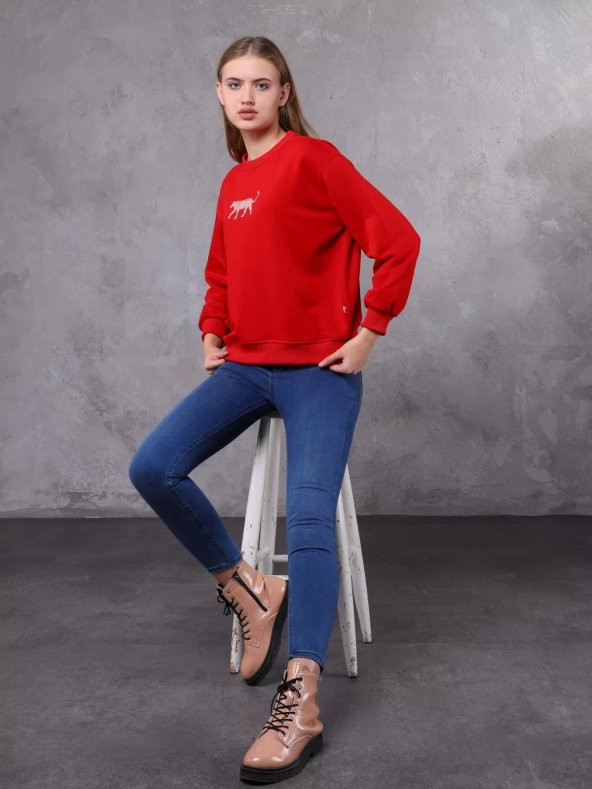 Farm Animals Nakış Detaylı Kadın Sweat Kazak - 4