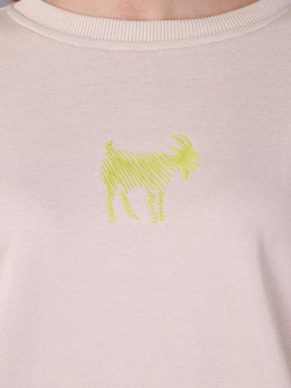Farm Animals Nakış Detaylı Kadın Sweat Kazak - 6