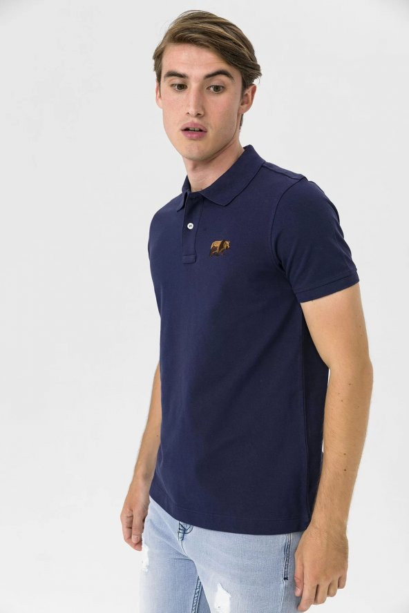 Farm Animals Polo Yaka Ayı Nakış Detaylı Erkek T-Shirt - 3