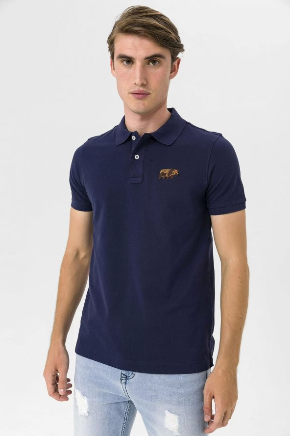 Farm Animals Polo Yaka Ayı Nakış Detaylı Erkek T-Shirt - 5